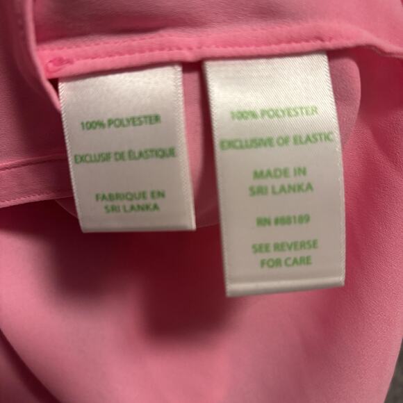 Lilly Pulitzer Blouse Womens Size Medium Pink Ruffle Bell Sleeve Button V Neck - Picture 8 of 10